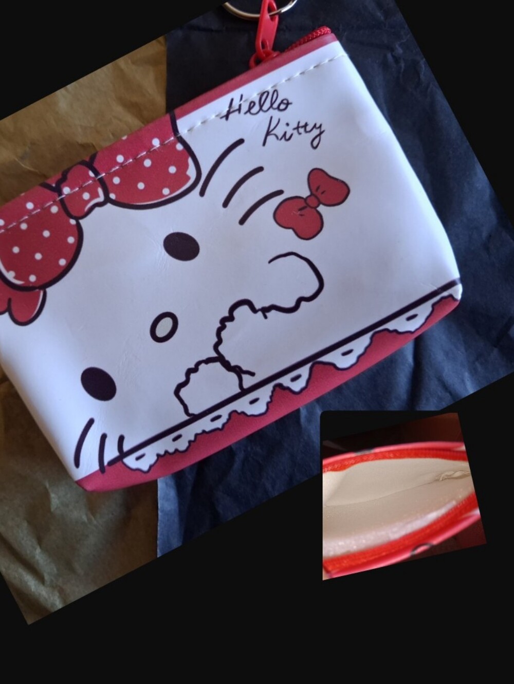 Hello Kitty White, Red & Blue Kids Zip Coin Pouch